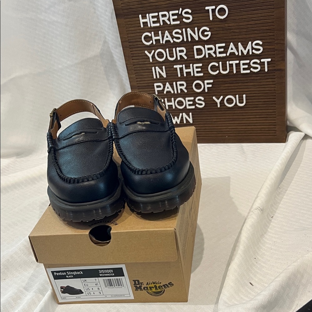 Dr. Martens Black Leather Penton Slingback loafer